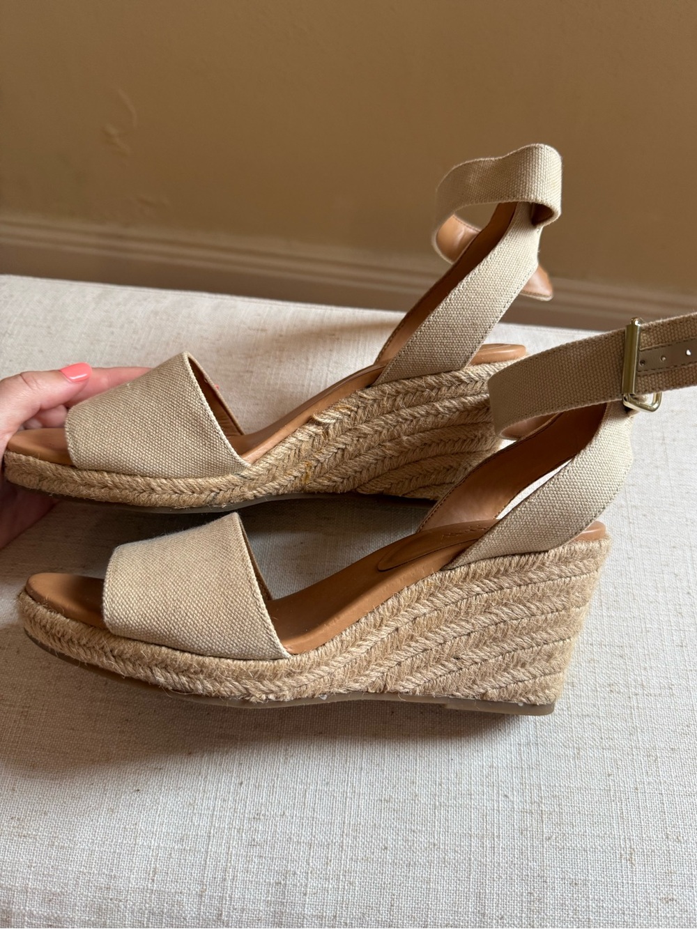 J. Crew Natural Canvas Espadrille Wedge Sandals